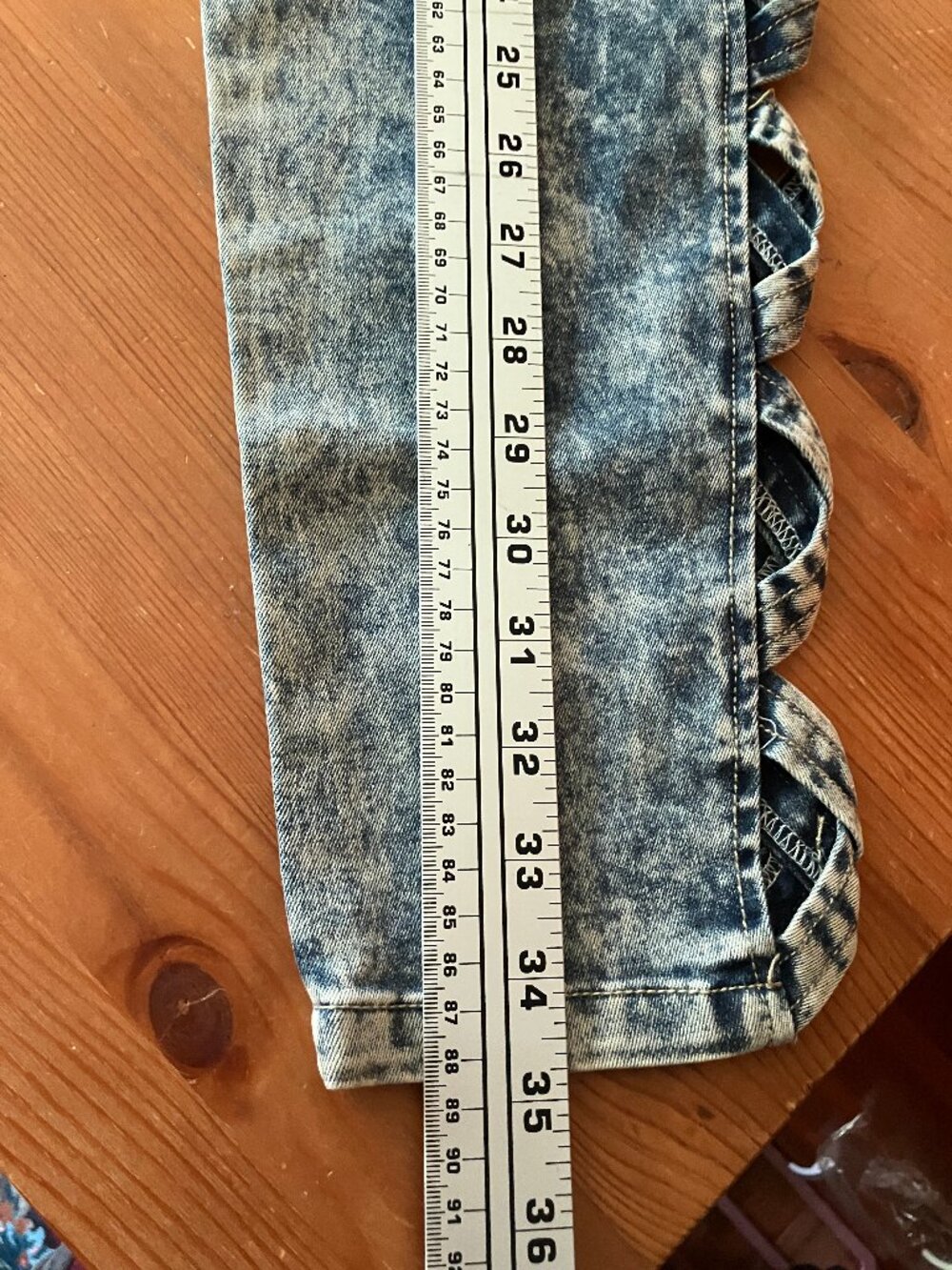 Ladies' E-MESSI Blue Marble Jeans Waist 28" - Picture 9 of 16
